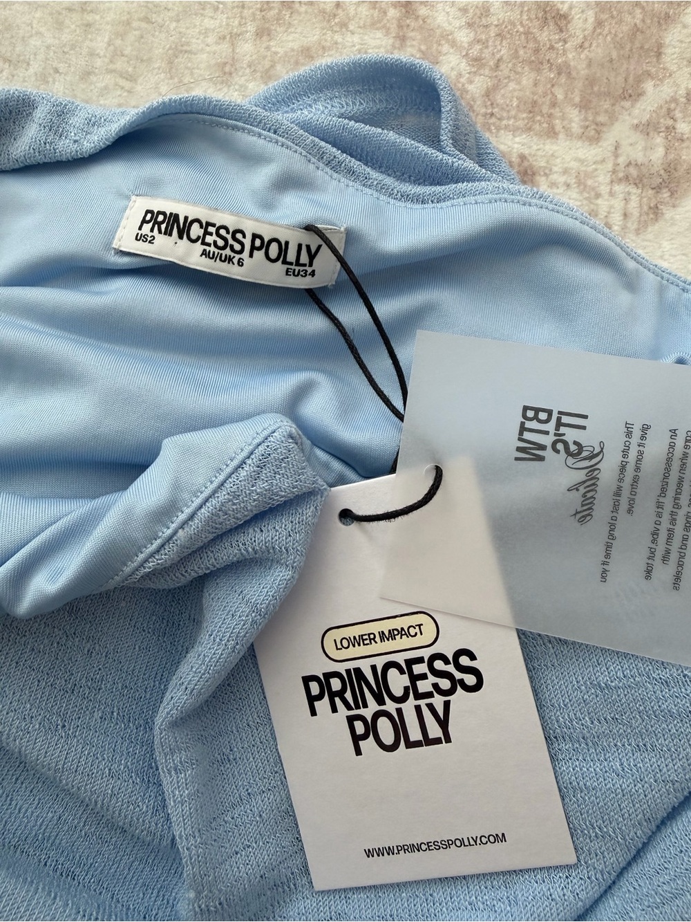 Princess Polly Messenger One Shoulder Top Blue Women’s Small NWT - Picture 5 of 7